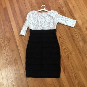 Cream and black a-line dress